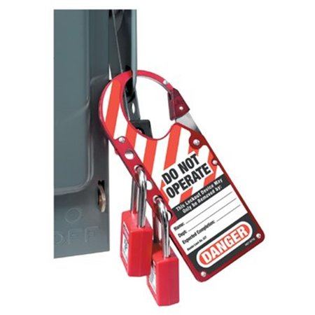 MASTER LOCK 7 Inchx2-7-8 Inch Labelled Safety Lockout Hasp Red 470-427